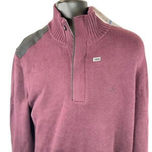 NEW Calvin Klein Quarter-Zip Pullover Sweater Mock Neck Ribbed Burgundy Mens XL
